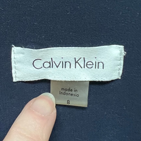 Calvin Klein Navy Blue Lace-Up Belted Shirt Dress Size 8 - Picture 10 of 12